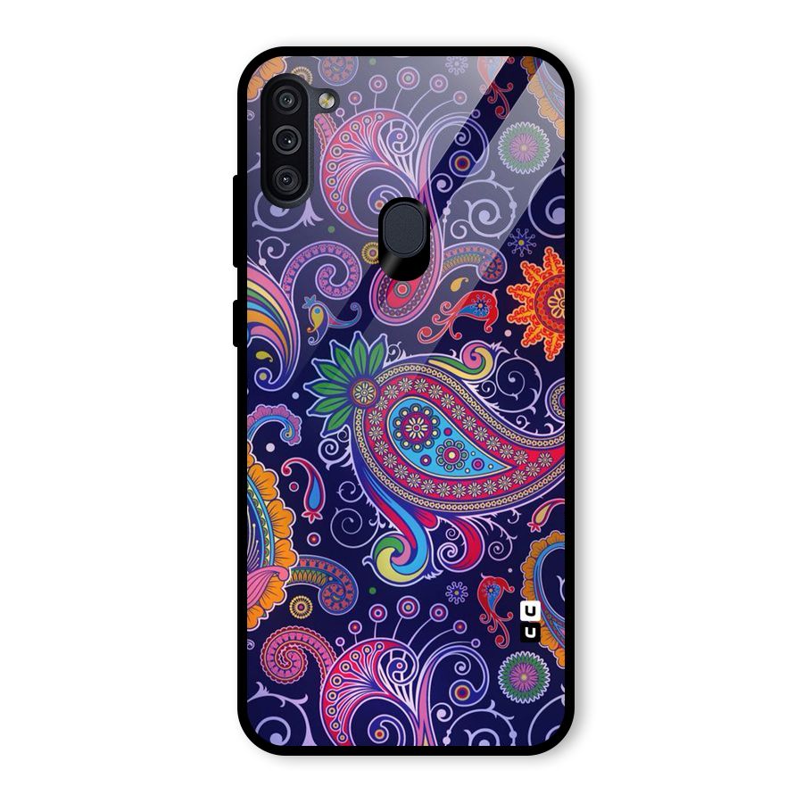 Mehendi Pattern Glass Back Case for Galaxy M11