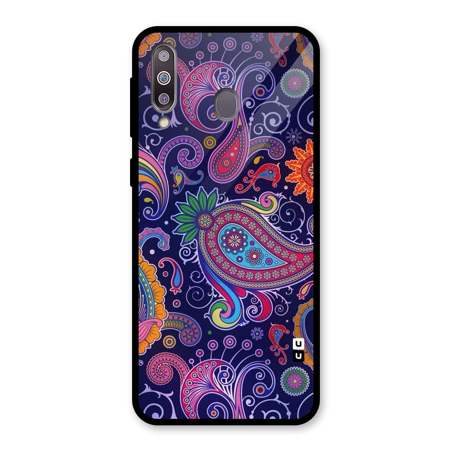 Mehendi Pattern Glass Back Case for Galaxy M30