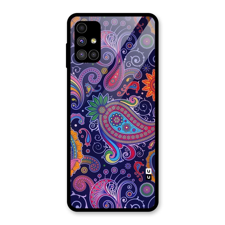 Mehendi Pattern Glass Back Case for Galaxy M51
