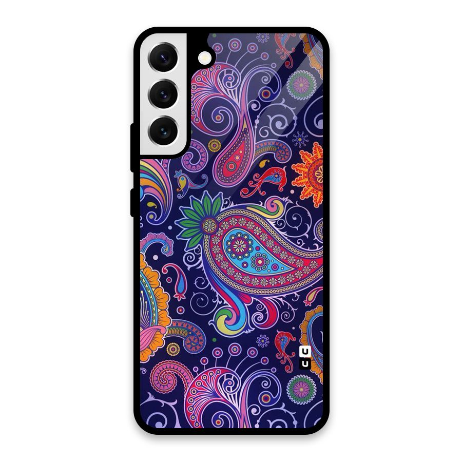 Mehendi Pattern Glass Back Case for Galaxy S22 Plus 5G