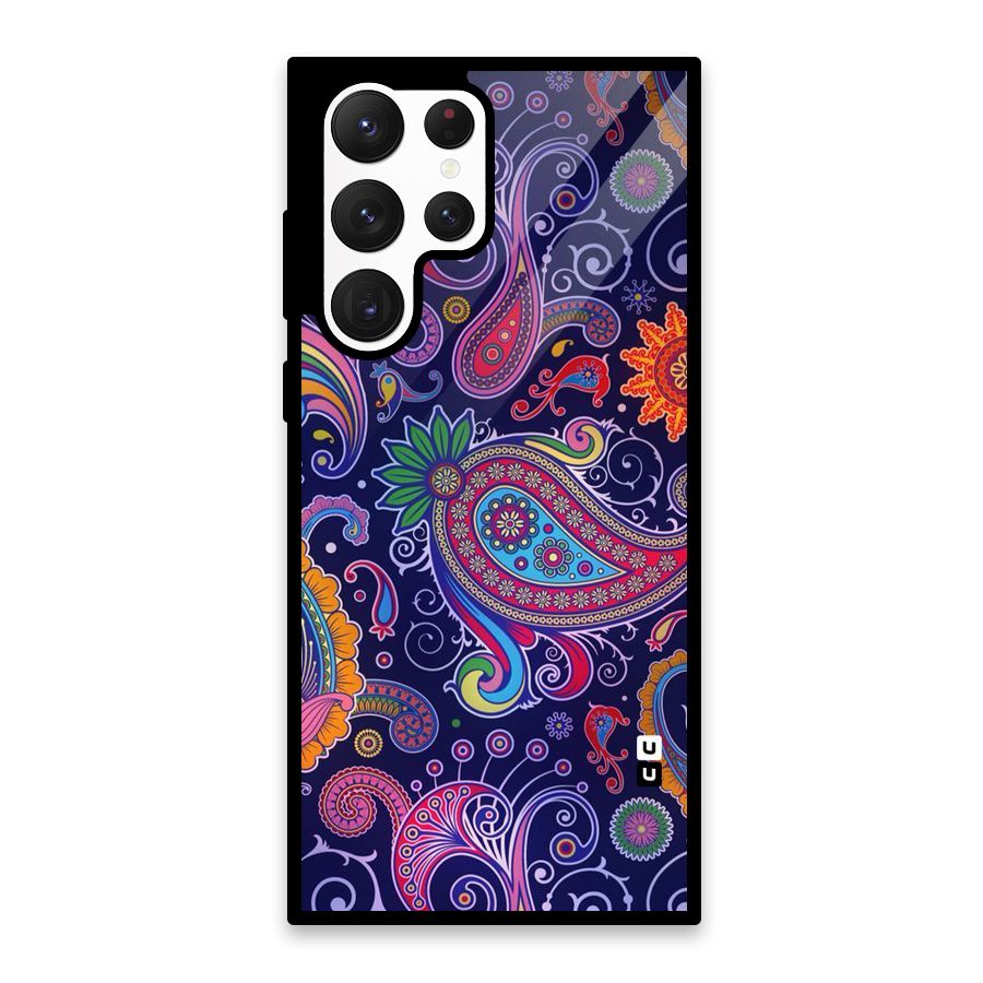 Mehendi Pattern Glass Back Case for Galaxy S22 Ultra 5G