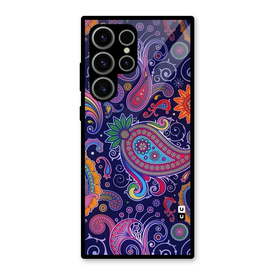 Mehendi Pattern Glass Back Case for Galaxy S23 Ultra