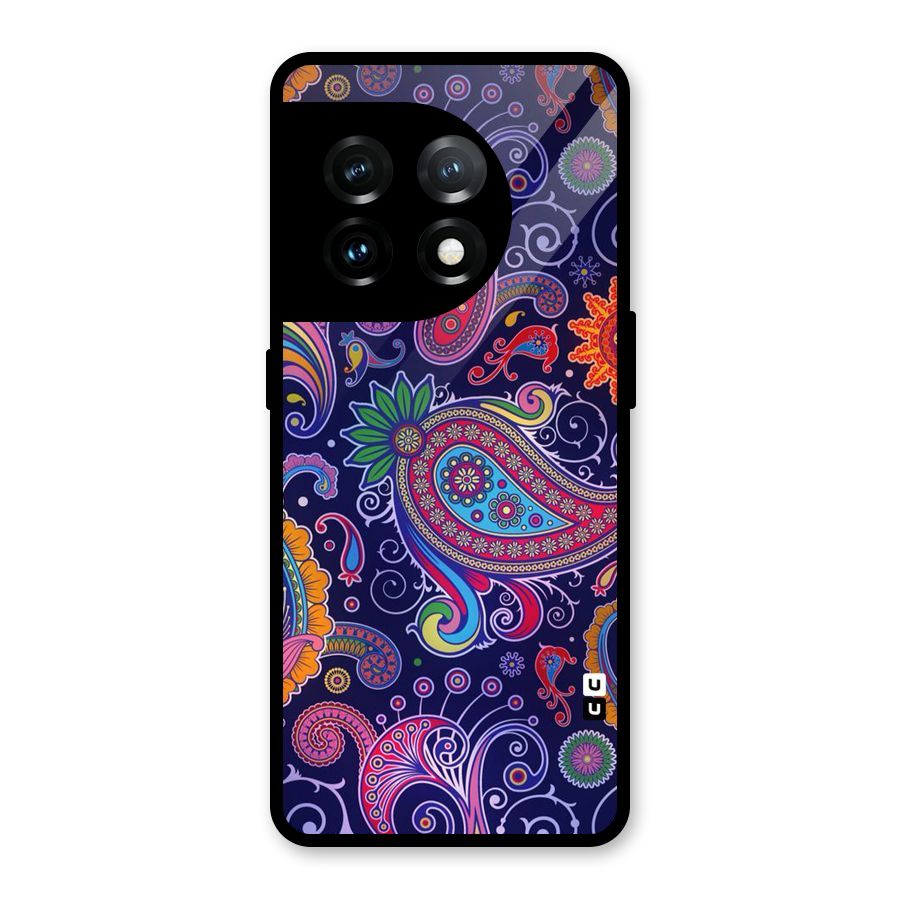 Mehendi Pattern Glass Back Case for OnePlus 11