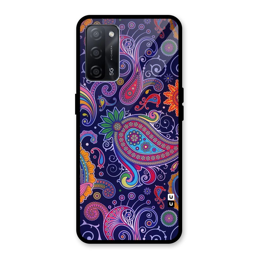 Mehendi Pattern Glass Back Case for Oppo A53s 5G
