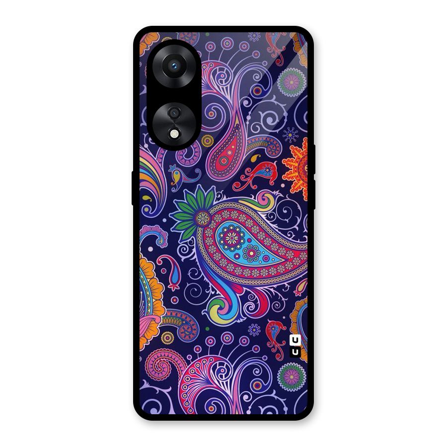 Mehendi Pattern Glass Back Case for Oppo A78