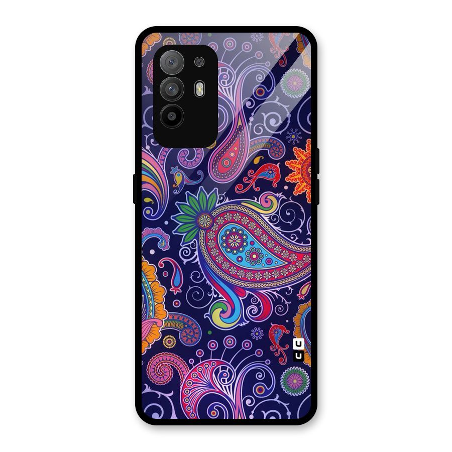 Mehendi Pattern Glass Back Case for Oppo F19 Pro Plus 5G