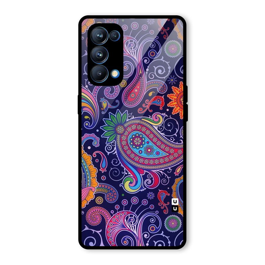 Mehendi Pattern Glass Back Case for Oppo Reno5 Pro 5G