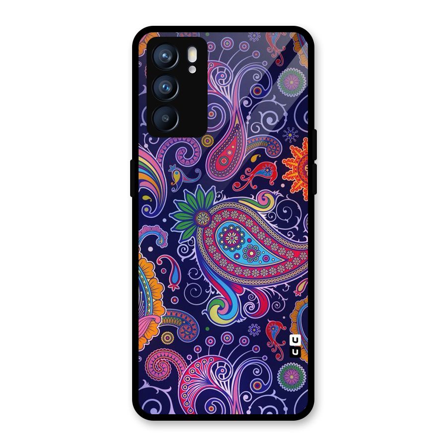 Mehendi Pattern Glass Back Case for Oppo Reno6 5G