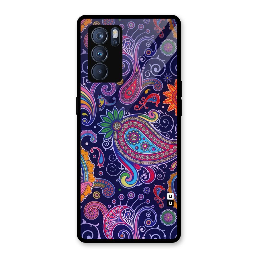 Mehendi Pattern Glass Back Case for Oppo Reno6 Pro 5G