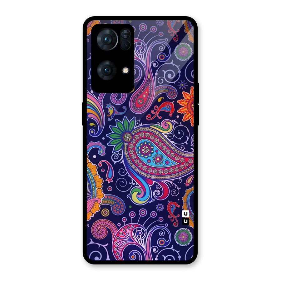 Mehendi Pattern Glass Back Case for Oppo Reno7 Pro 5G