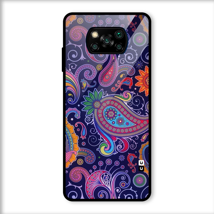 Mehendi Pattern Glass Back Case for Poco X3