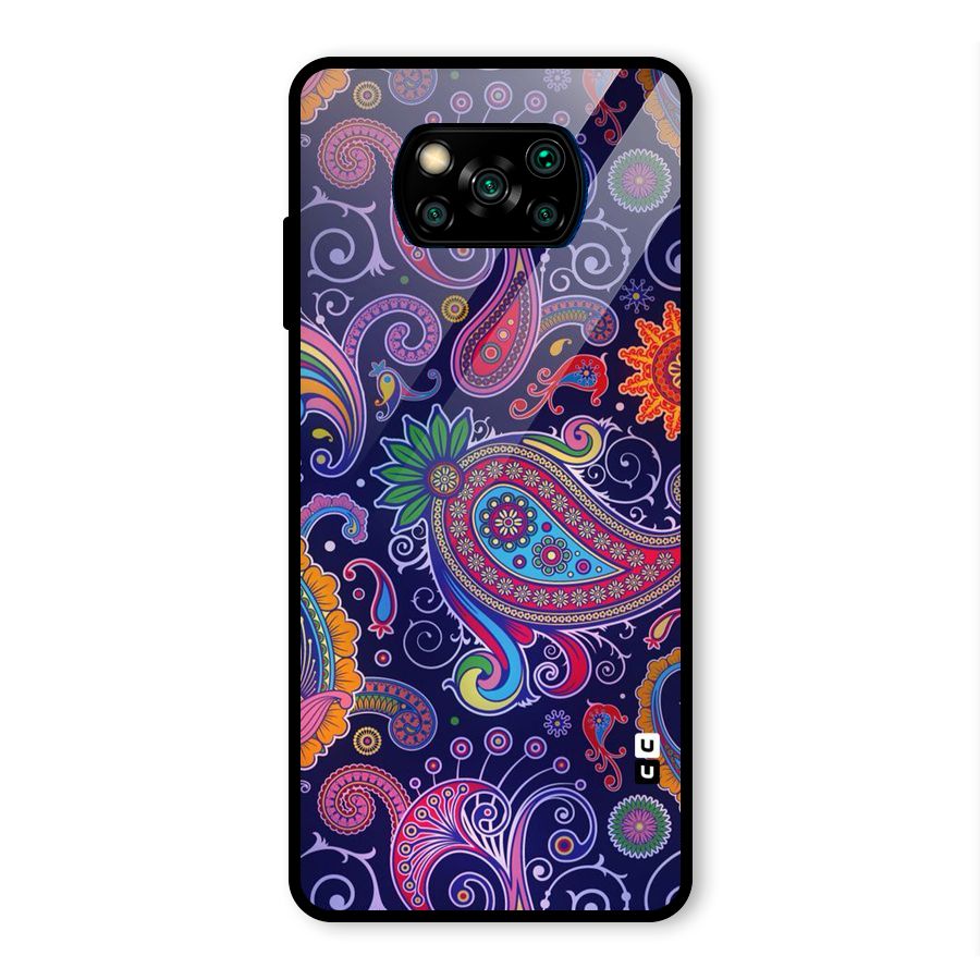 Mehendi Pattern Glass Back Case for Poco X3 Pro