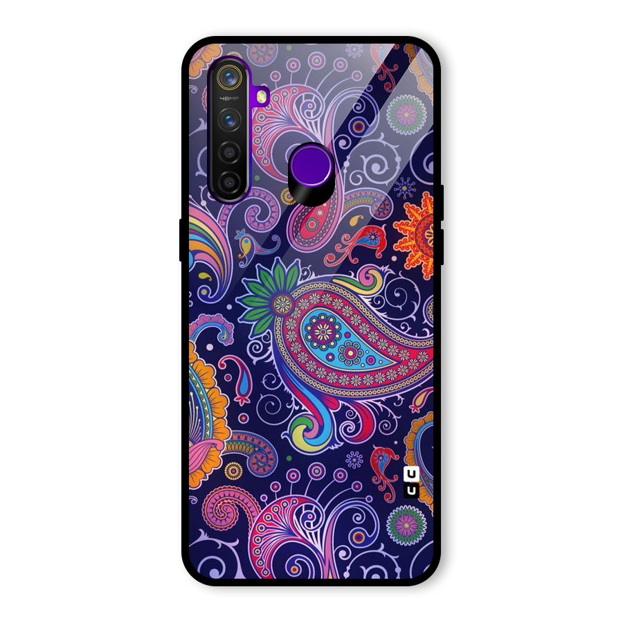 Mehendi Pattern Glass Back Case for Realme 5 Pro
