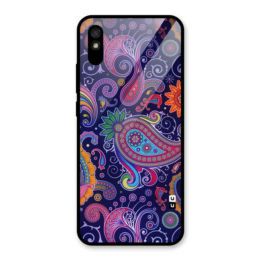 Mehendi Pattern Glass Back Case for Redmi 9i