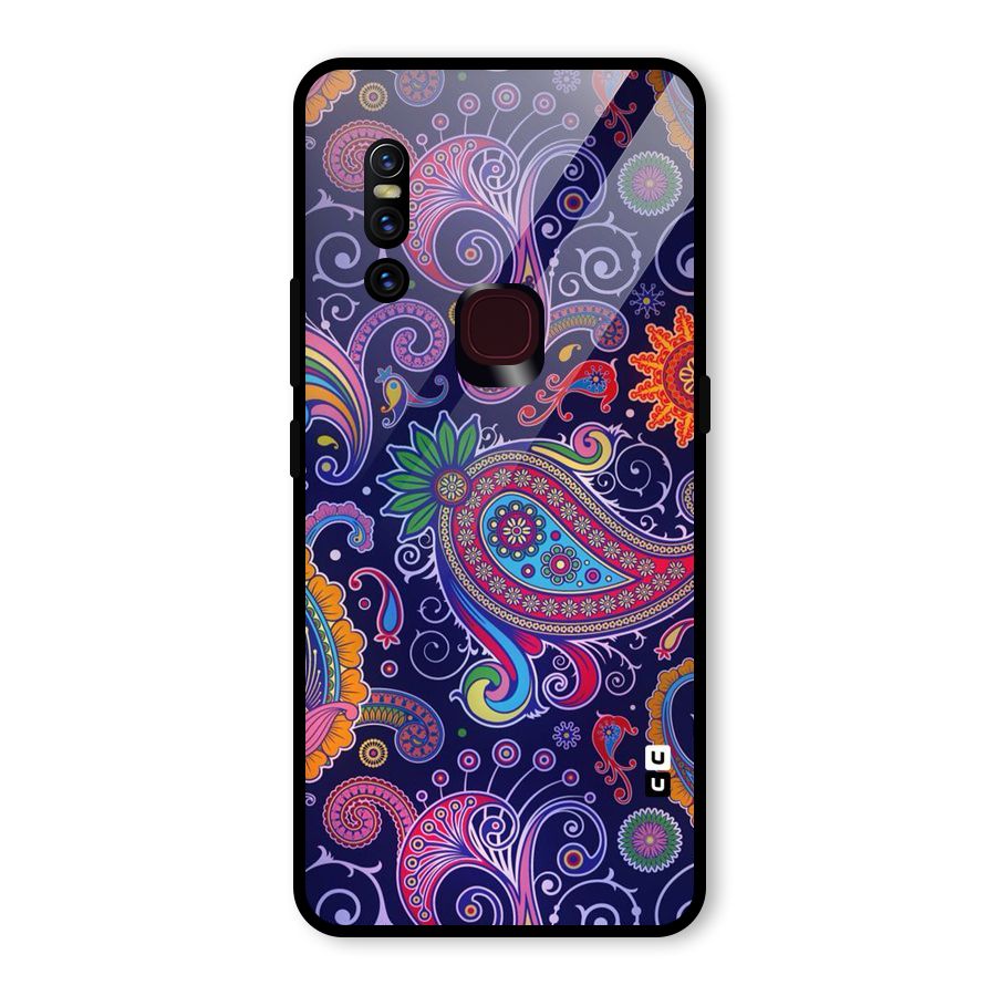 Mehendi Pattern Glass Back Case for Vivo V15
