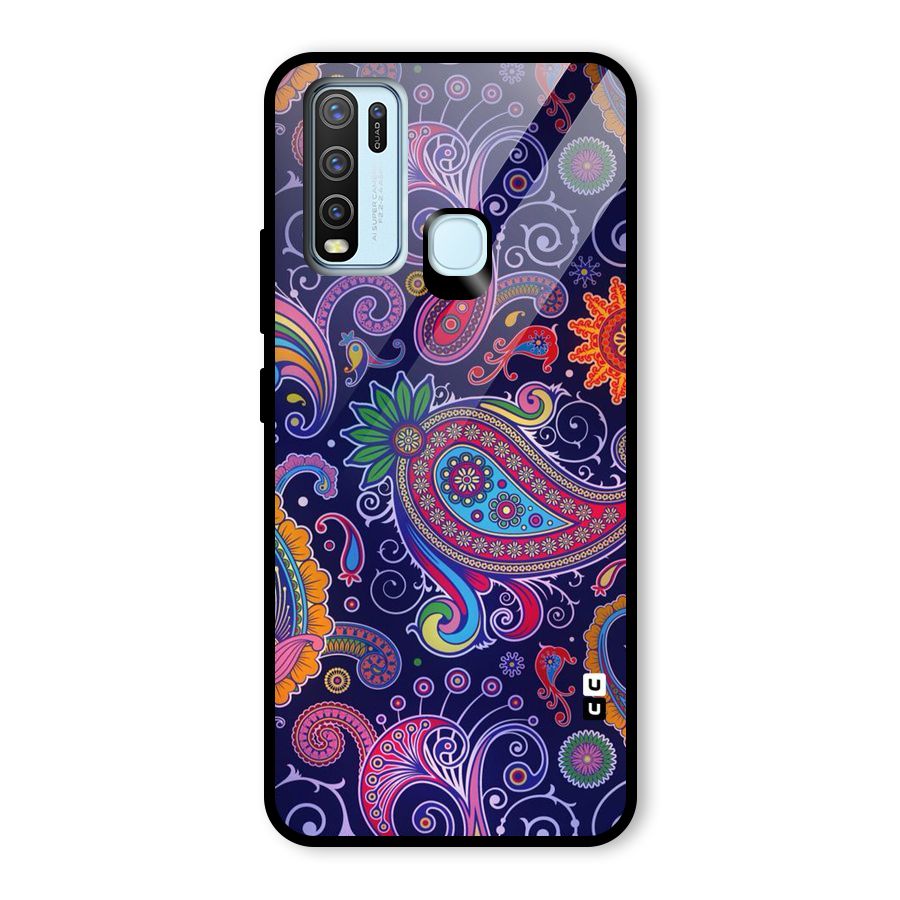 Mehendi Pattern Glass Back Case for Vivo Y30