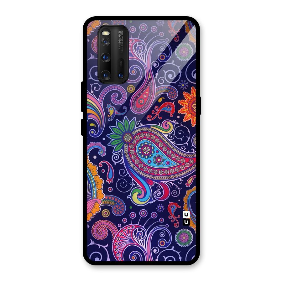 Mehendi Pattern Glass Back Case for Vivo iQOO 3