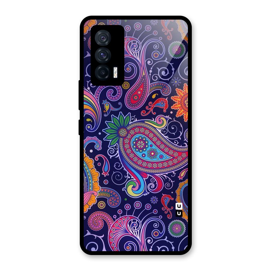 Mehendi Pattern Glass Back Case for Vivo iQOO 7 5G