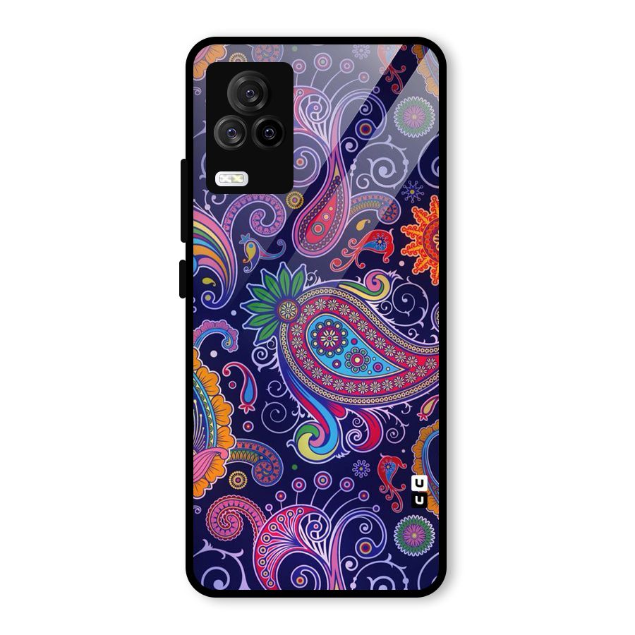 Mehendi Pattern Glass Back Case for Vivo iQOO 7 Legend 5G