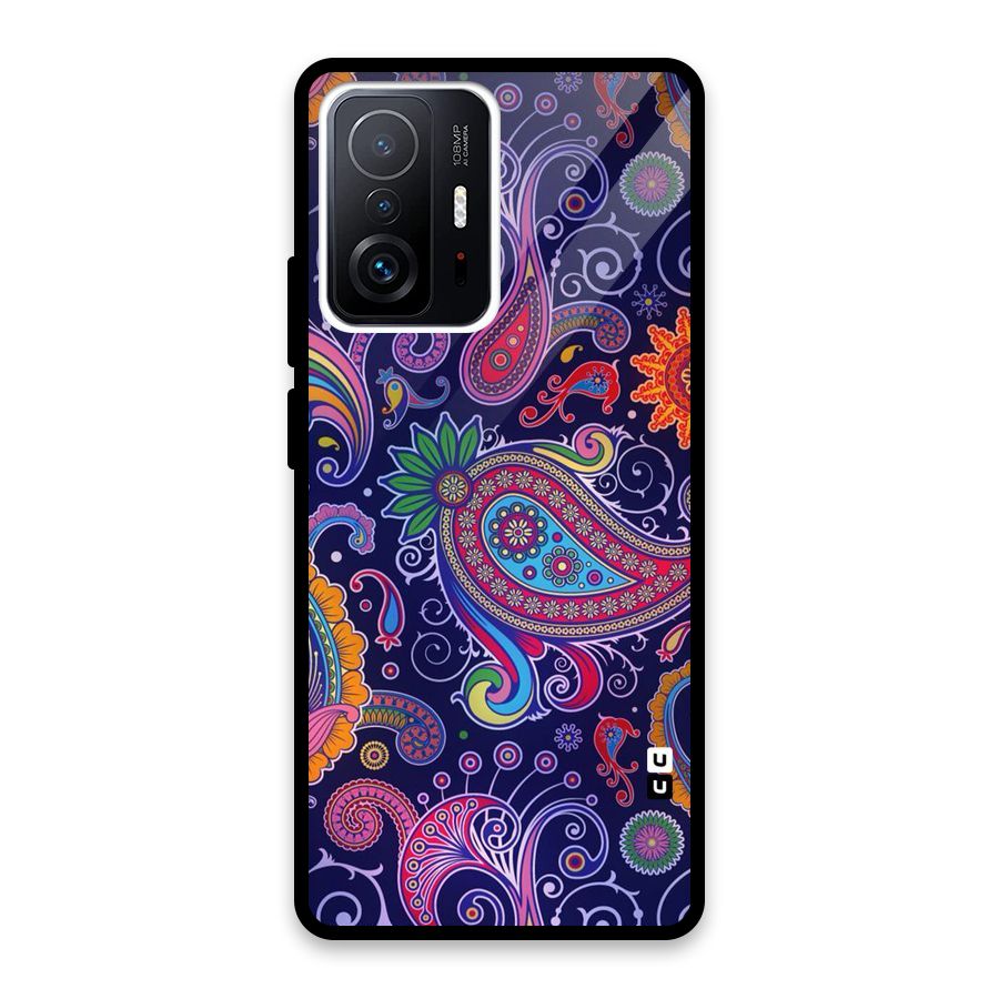 Mehendi Pattern Glass Back Case for Xiaomi 11T Pro