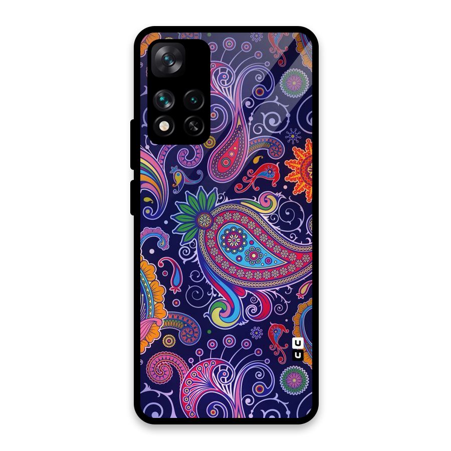 Mehendi Pattern Glass Back Case for Xiaomi 11i HyperCharge 5G
