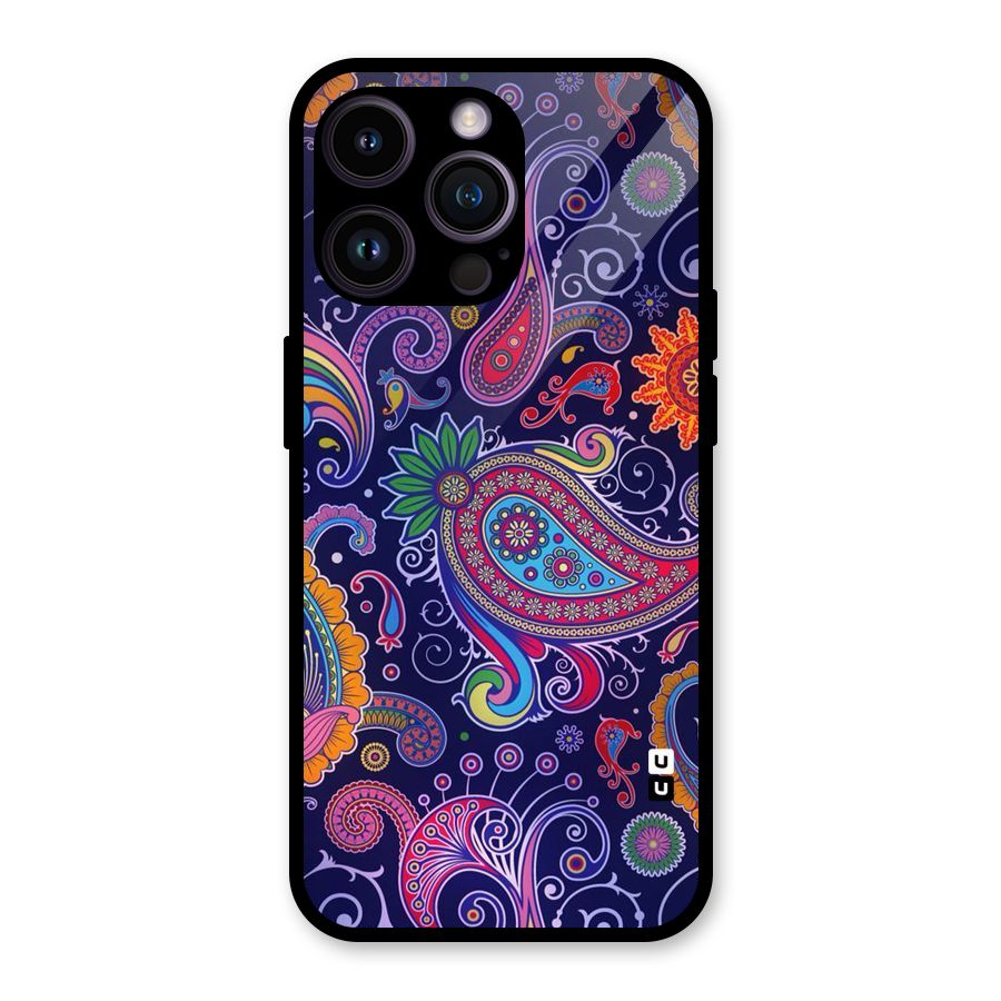Mehendi Pattern Glass Back Case for iPhone 14 Pro Max