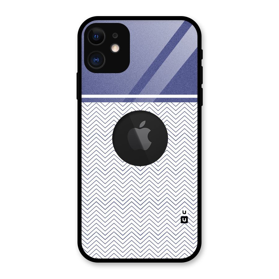 Melange Striped Pattern Glass Back Case for iPhone 11 Logo Cut