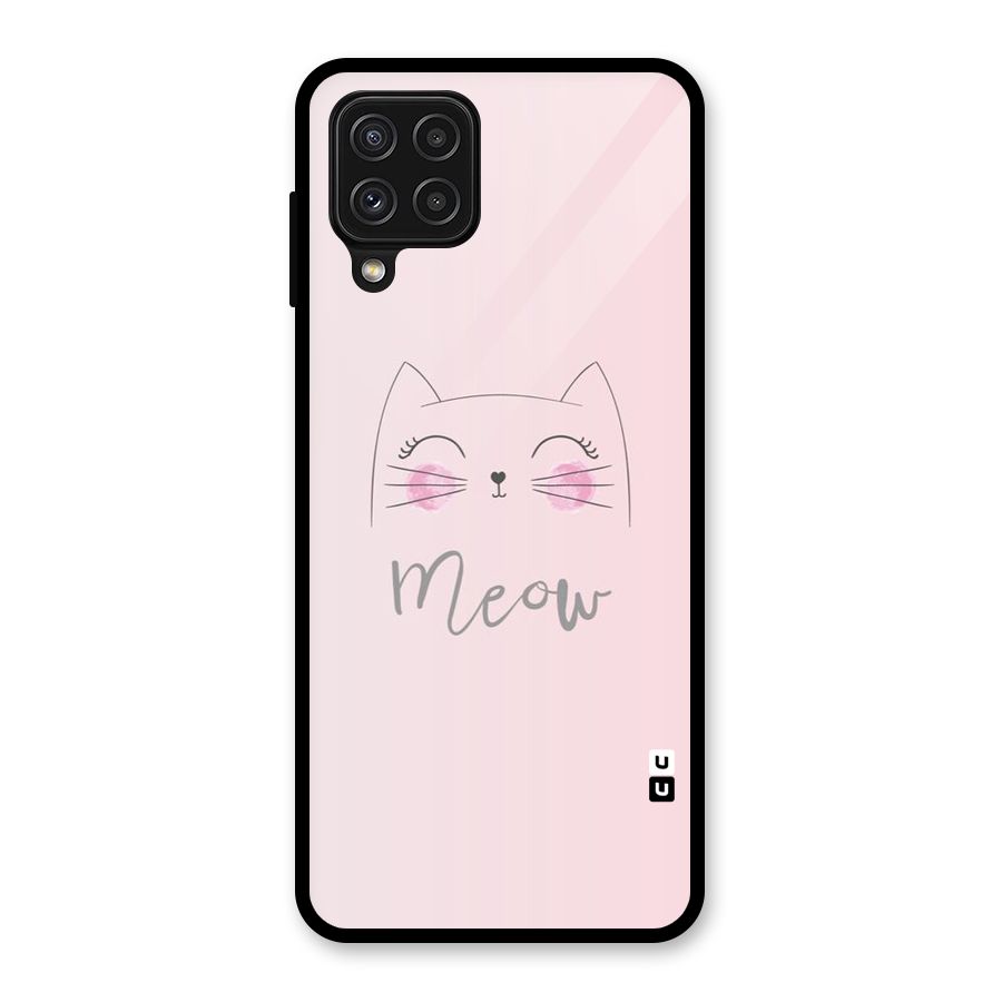 Meow Pink Glass Back Case for Galaxy A22 4G
