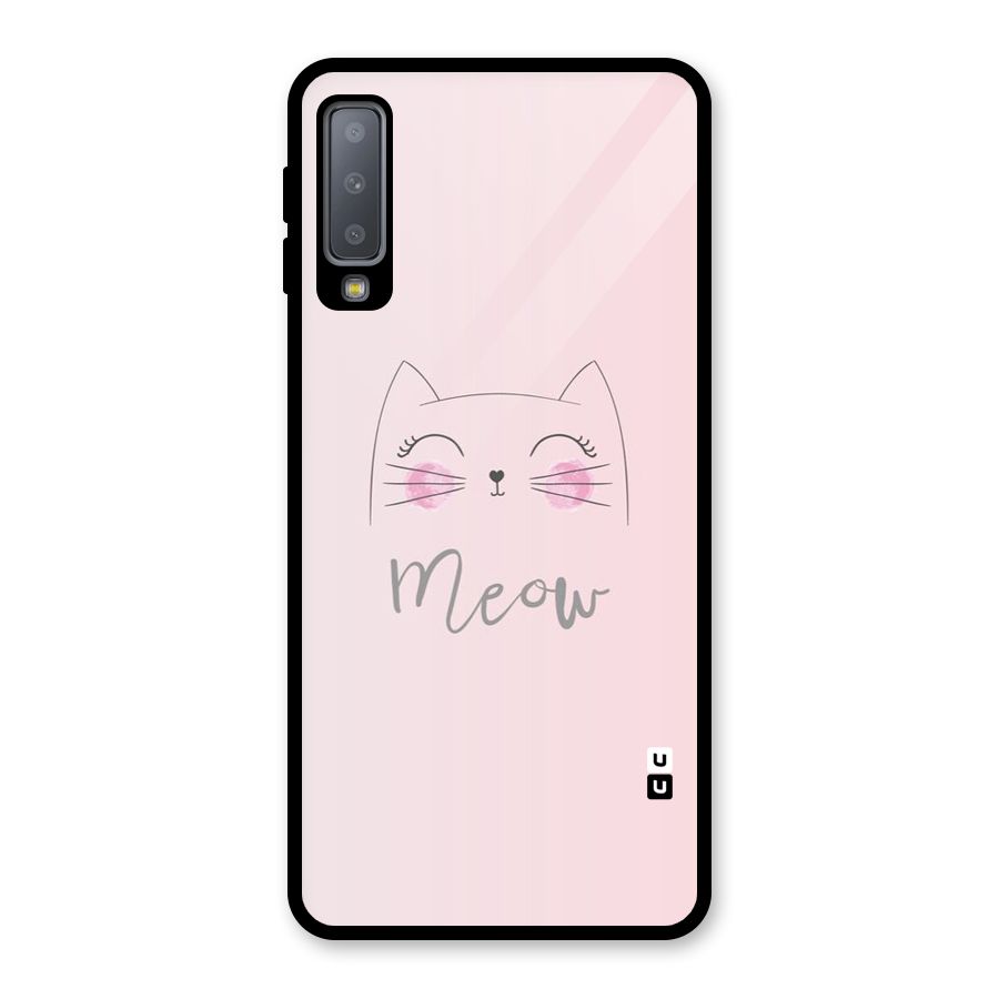 Meow Pink Glass Back Case for Galaxy A7 (2018)