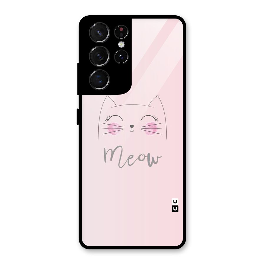 Meow Pink Glass Back Case for Galaxy S21 Ultra 5G
