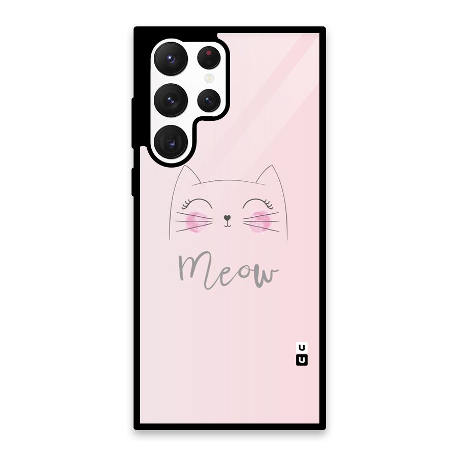 Meow Pink Glass Back Case for Galaxy S22 Ultra 5G