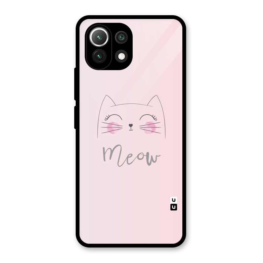 Meow Pink Glass Back Case for Mi 11 Lite
