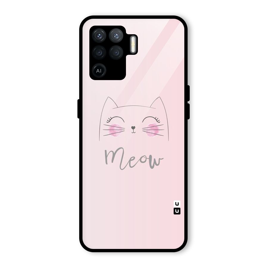 Meow Pink Glass Back Case for Oppo F19 Pro