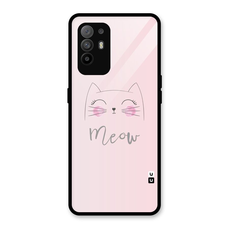 Meow Pink Glass Back Case for Oppo F19 Pro Plus 5G