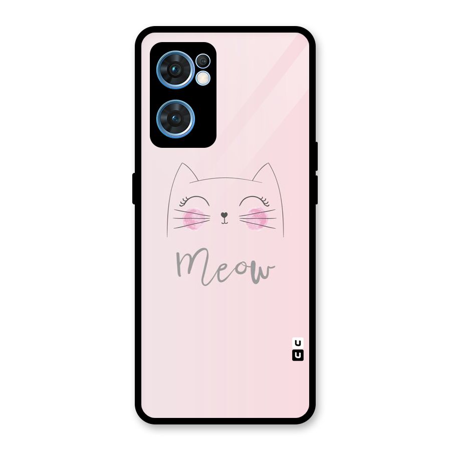 Meow Pink Glass Back Case for Oppo Reno7 5G