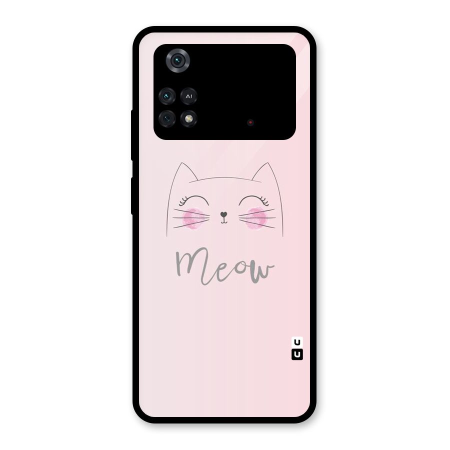 Meow Pink Glass Back Case for Poco M4 Pro 4G