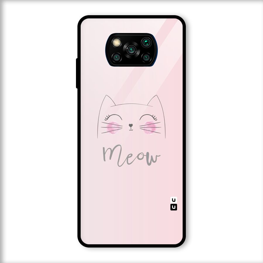 Meow Pink Glass Back Case for Poco X3