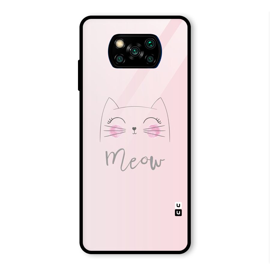 Meow Pink Glass Back Case for Poco X3 Pro