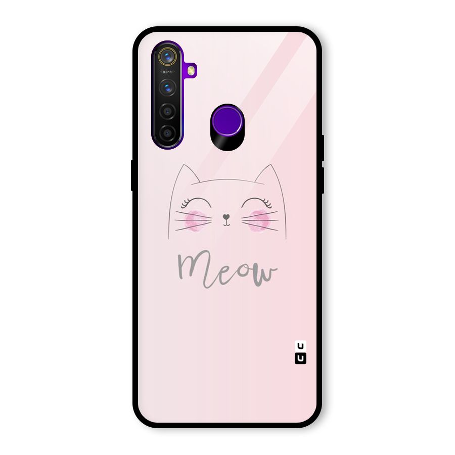 Meow Pink Glass Back Case for Realme 5 Pro