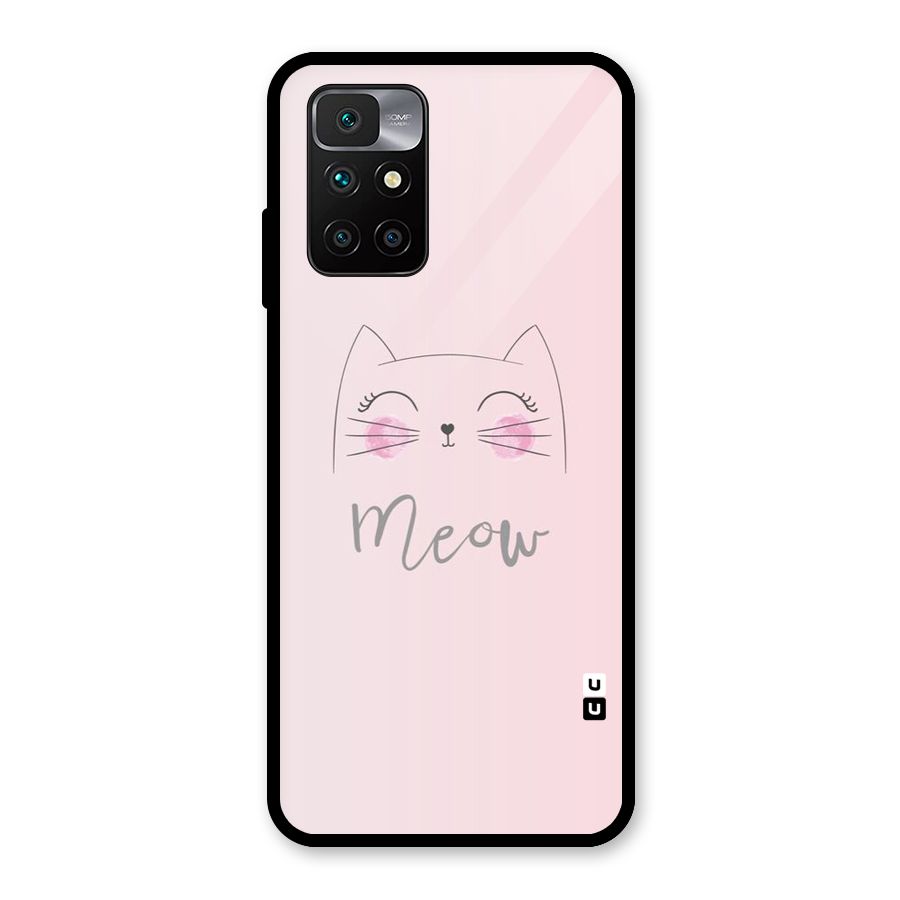 Meow Pink Glass Back Case for Redmi 10 Prime