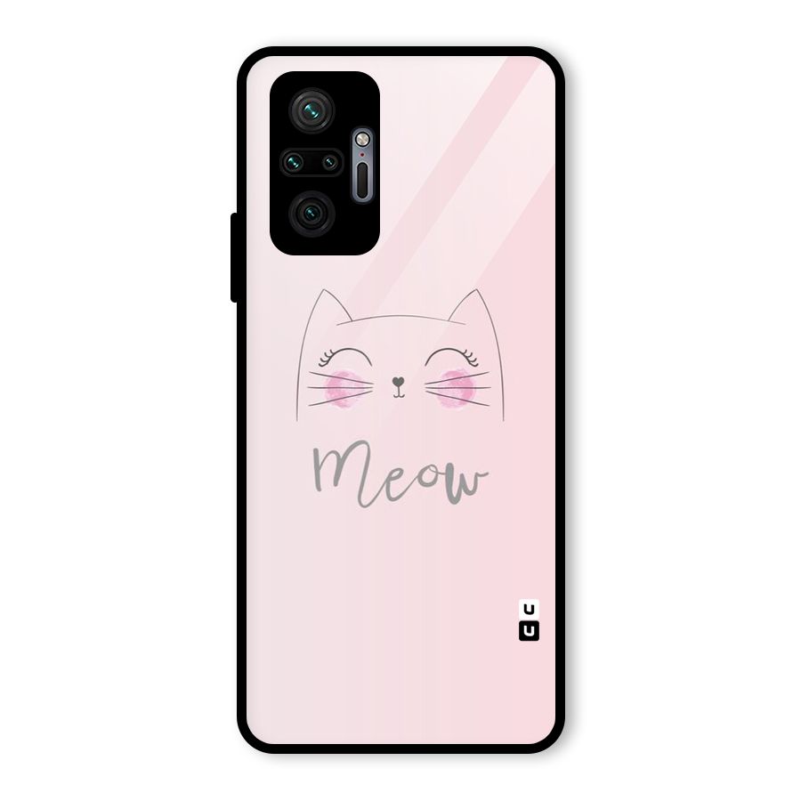 Meow Pink Glass Back Case for Redmi Note 10 Pro