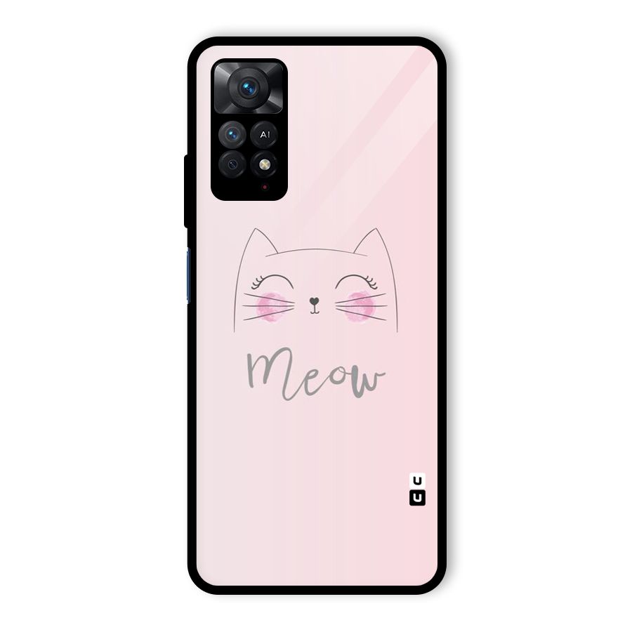 Meow Pink Glass Back Case for Redmi Note 11 Pro