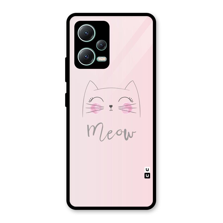 Meow Pink Glass Back Case for Redmi Note 12 5G