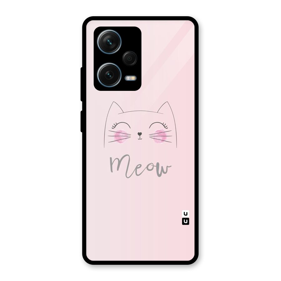 Meow Pink Glass Back Case for Redmi Note 12 Pro Plus 5G