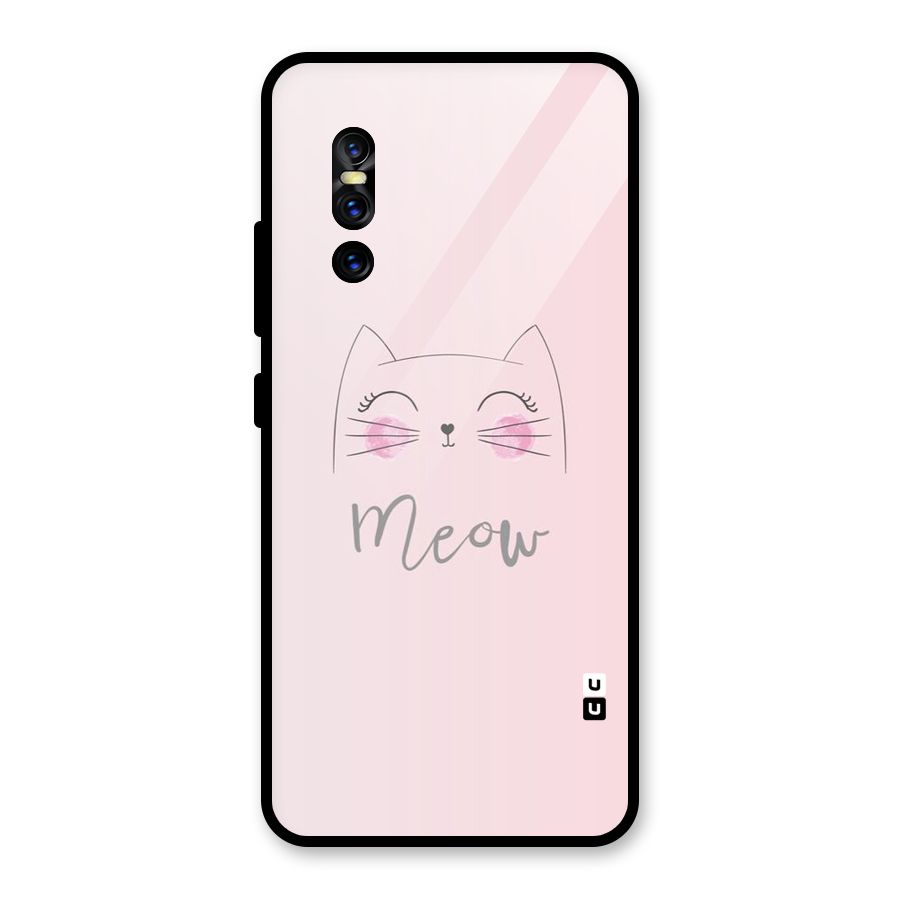 Meow Pink Glass Back Case for Vivo V15 Pro