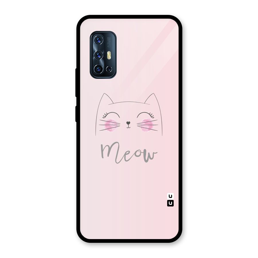 Meow Pink Glass Back Case for Vivo V17