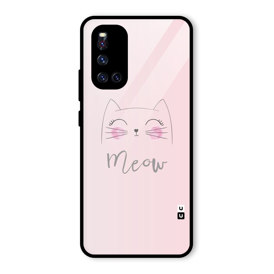 Meow Pink Glass Back Case for Vivo V19