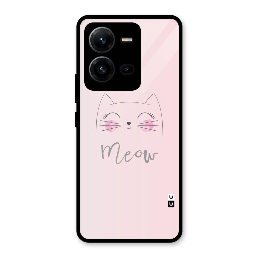 Meow Pink Glass Back Case for Vivo V25