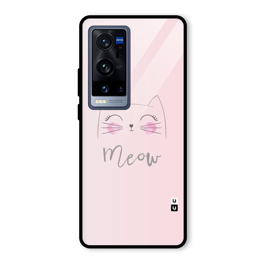 Meow Pink Glass Back Case for Vivo X60 Pro Plus