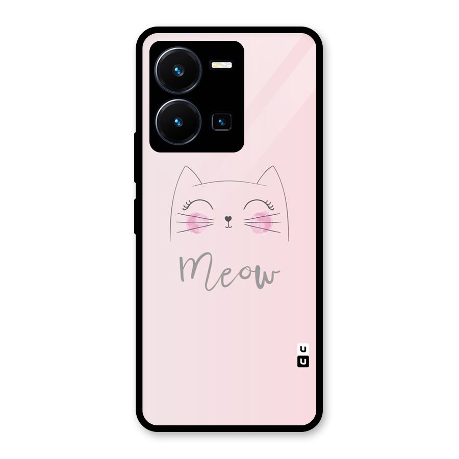 Meow Pink Glass Back Case for Vivo Y35
